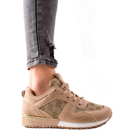 Evento Stilfulde sneakers med glitter beige brun