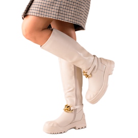 Diamantique Støvler med mode ornament beige