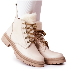 PF1 Varme læderstøvler Beige Khaleni