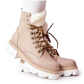 PF1 Varme læderstøvler Workery Beige Lecolly