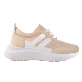 Ideal Shoes Moderigtige sneakers med striber beige