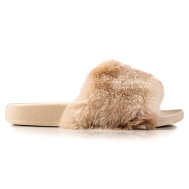 TRENDI Hjemmesko med pels beige brun