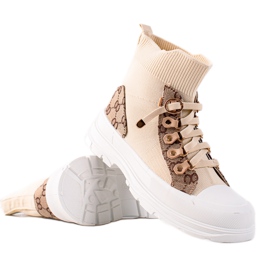 TRENDI Høje sportssko beige brun