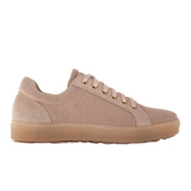 Marco Shoes Sportssko af stof og læder beige