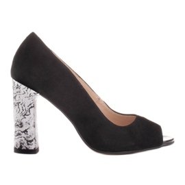Marco Shoes Sorte 1100P pumps med sort og hvid hæl