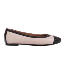 Marco Shoes Komfortable ballerinaer med trim beige sort