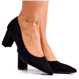 PS1 Suede Pumps Heel Block Black Abbey sort