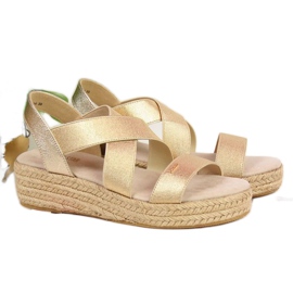 Espadrillesandaler på Big Star W HH274414 platform guld gylden