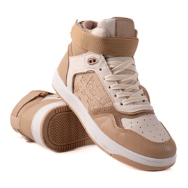TRENDI Komfortable velcro sneakers beige brun