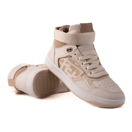 TRENDI Komfortable velcro sneakers beige brun