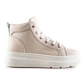 Renda Høje sneakers med øko læder beige
