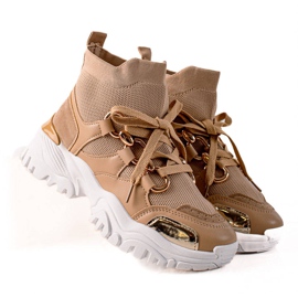 TRENDI Mode høje sneakers beige