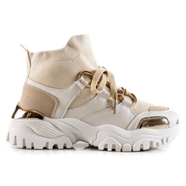 TRENDI Mode sneakers beige gylden