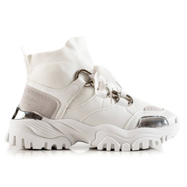 TRENDI Mode sneakers hvid sølv grå