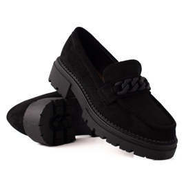 LA.FI Loafers i sort ruskind