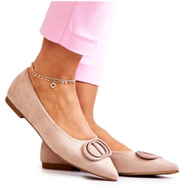 PS1 Ruskindsballerinaer i Spitz Beige Neriso