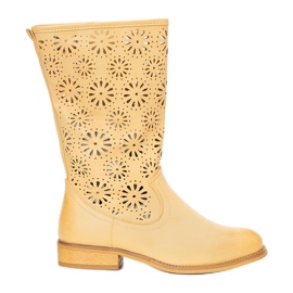 Kedel beige børnestøvler gul