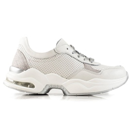 Goodin Openwork læder sneakers hvid sølv