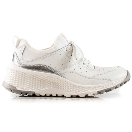 Goodin Stilfulde læder sneakers hvid sølv