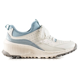 Goodin Stilfulde læder sneakers hvid blå