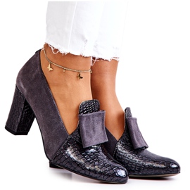 PA2 Ruskind Snakeskin Pumps Grå Kathleen