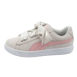 Puma Suede Heart Circles Jr 370569 01 sko lyserød grå