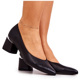 Læder Pumps Toe In Spitz Black Marilyn sort