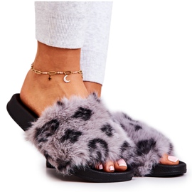 PM1 Hjemmesko Med Pels, Gummi Leopard Grå Noelle