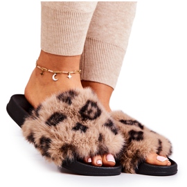 PM1 Hjemmesko Med Pels, Gummi Leopard Brun Noelle beige