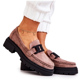 PL5 Ruskindsloafers med La.Fi Cappucino Laurene-dekoration brun