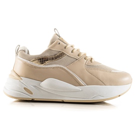 Ideal Shoes Sneakers på platformen beige