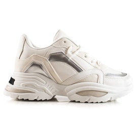 TRENDI Mode sneakers beige hvid