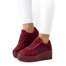 Bourgogne sneakers med høj botanisk sål rød