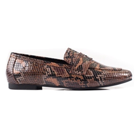 La.Fi loafers med slangeprint beige brun