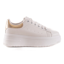Fashion Moderigtige sneakers på platformen hvid gylden