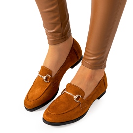 Tracy brune fladhælede loafers gul