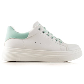 Ideal Shoes Klassiske hvide sneakers grøn