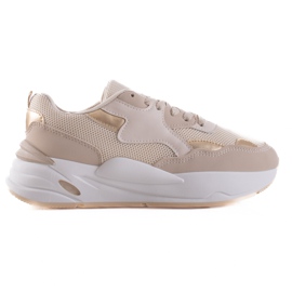 TRENDI Sneakers med mesh beige gylden