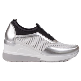 VINCEZA openwork sneakers hvid sølv