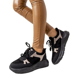 Sorte sneakers med gyldne Davis-accenter