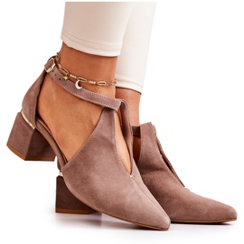 Suede Pumps On Heel Laura Messi 2309 Beige