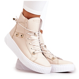 PK1 High Boot Læder Sneakers Beige Ashlee