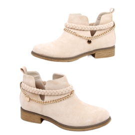 Udskårne støvler med Cupro Beige kæde