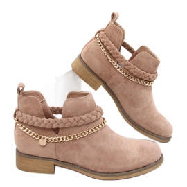 Udskårne støvler med Cupro Khaki kæde beige