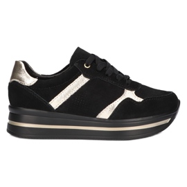 Læder ruskind sneakers Filippo DP2004 / 21 sort