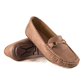 Primavera Gennembrudte loafers med ornament beige lyserød