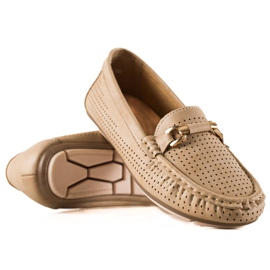 Primavera Gennembrudte loafers med ornament beige