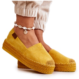 FB2 Lesley Yellow Slip On Espadrilles i ruskind gul