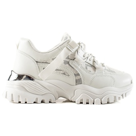 TRENDI Moderigtige sneakers med glitter hvid