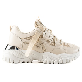 TRENDI Moderigtige sneakers med glitter beige